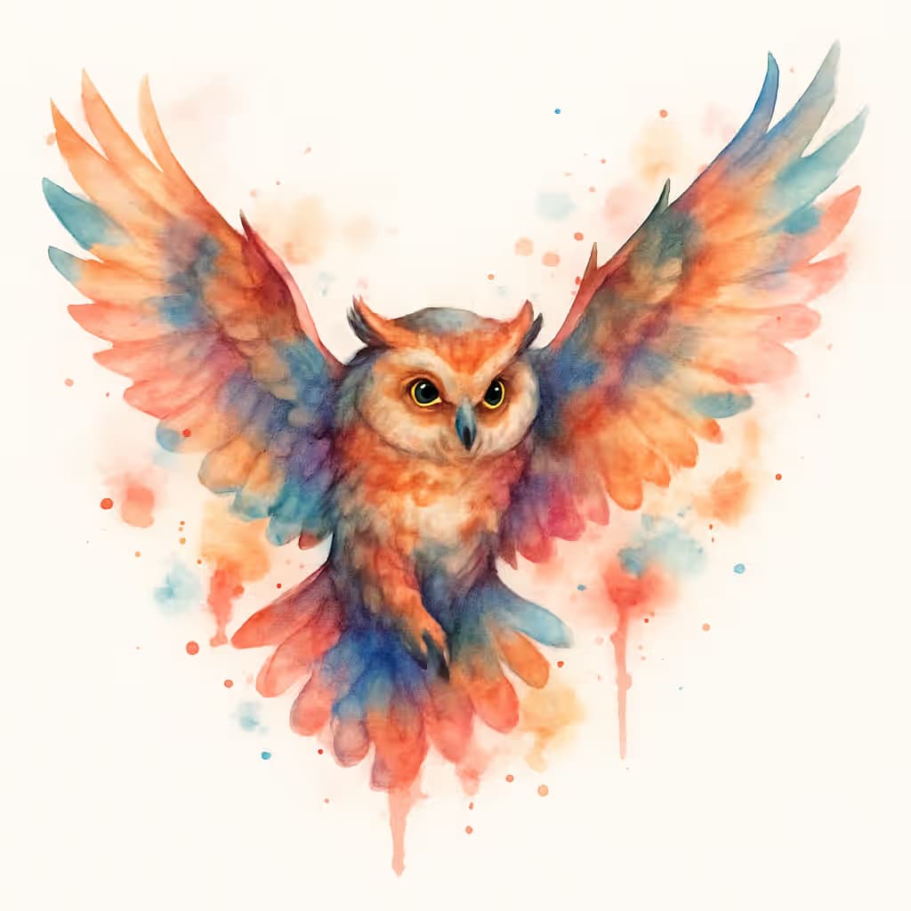 フクロウタトゥー 水彩の幻想的デザイン特集