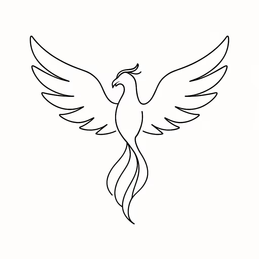 Minimalist Phoenix Outline Tattoo Design