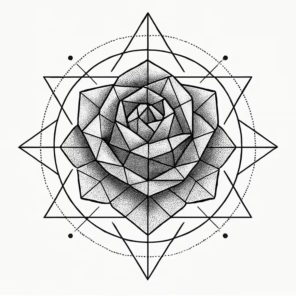 ローズタトゥー 幾何学モザイクデザイン