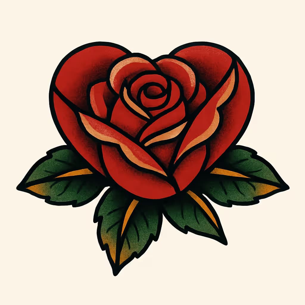 ローズタトゥーで描くヴィンテージハート