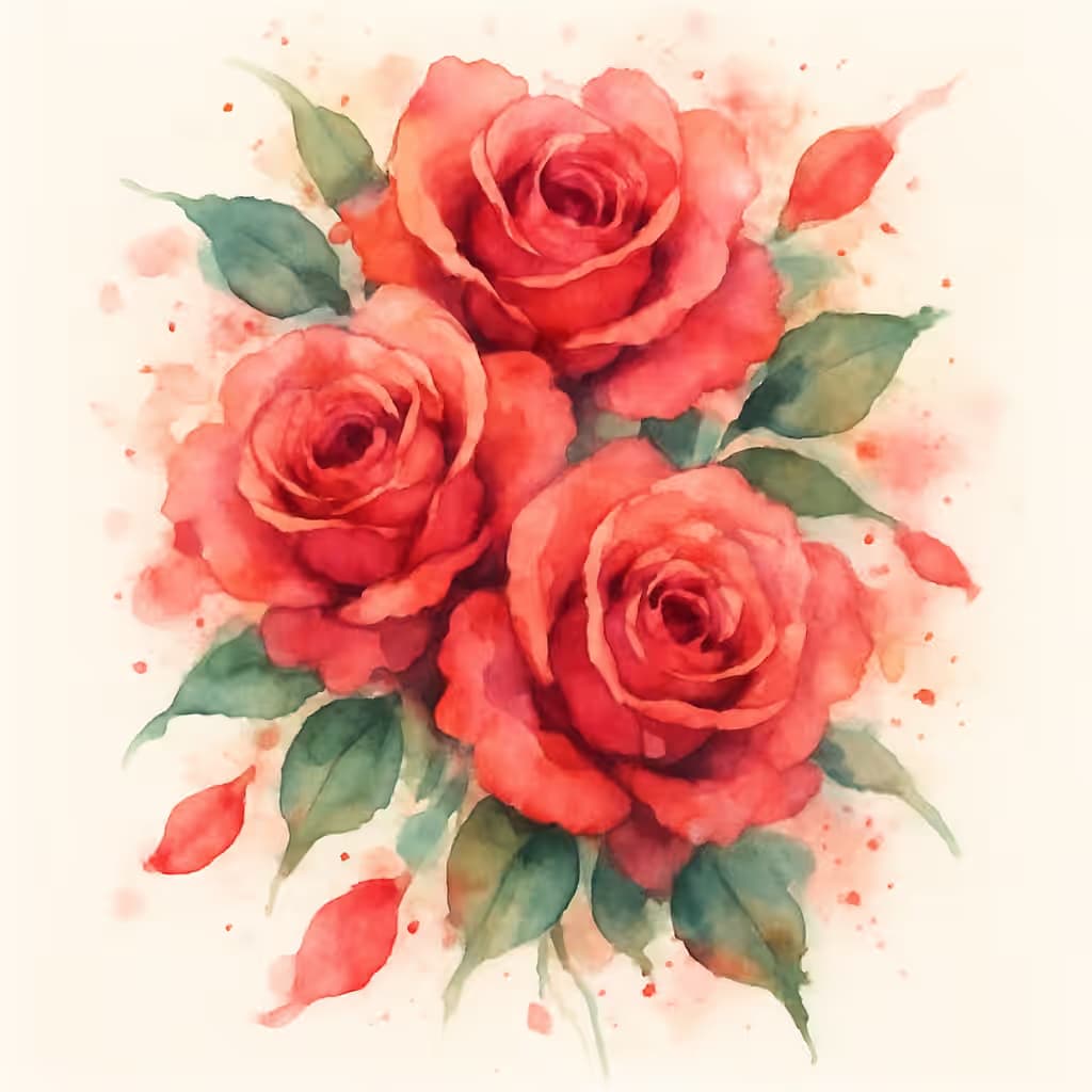 ローズタトゥー水彩ブーケ | 儚く華やかな花束デザイン