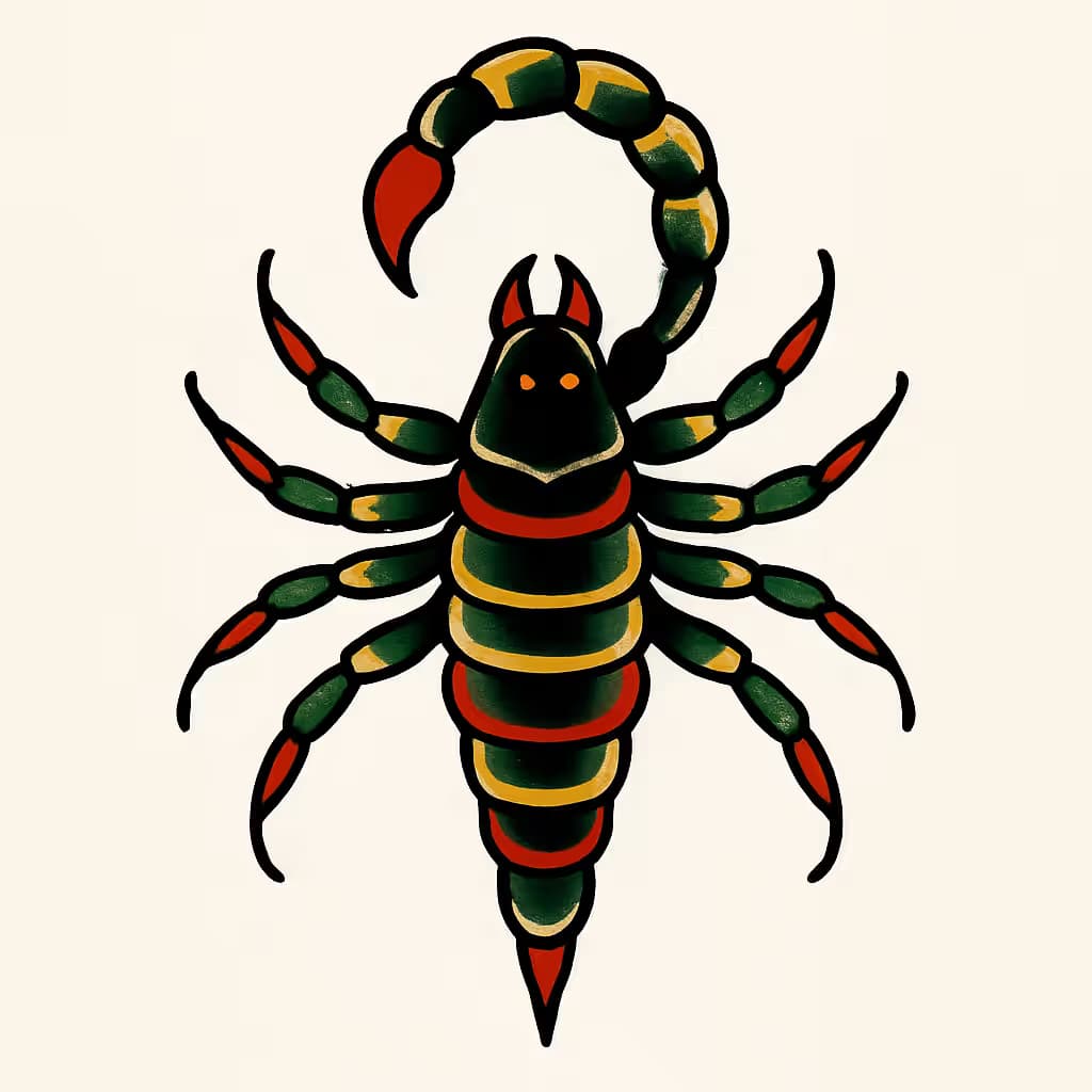 サソリタトゥーのアメリカントラディショナルデザイン