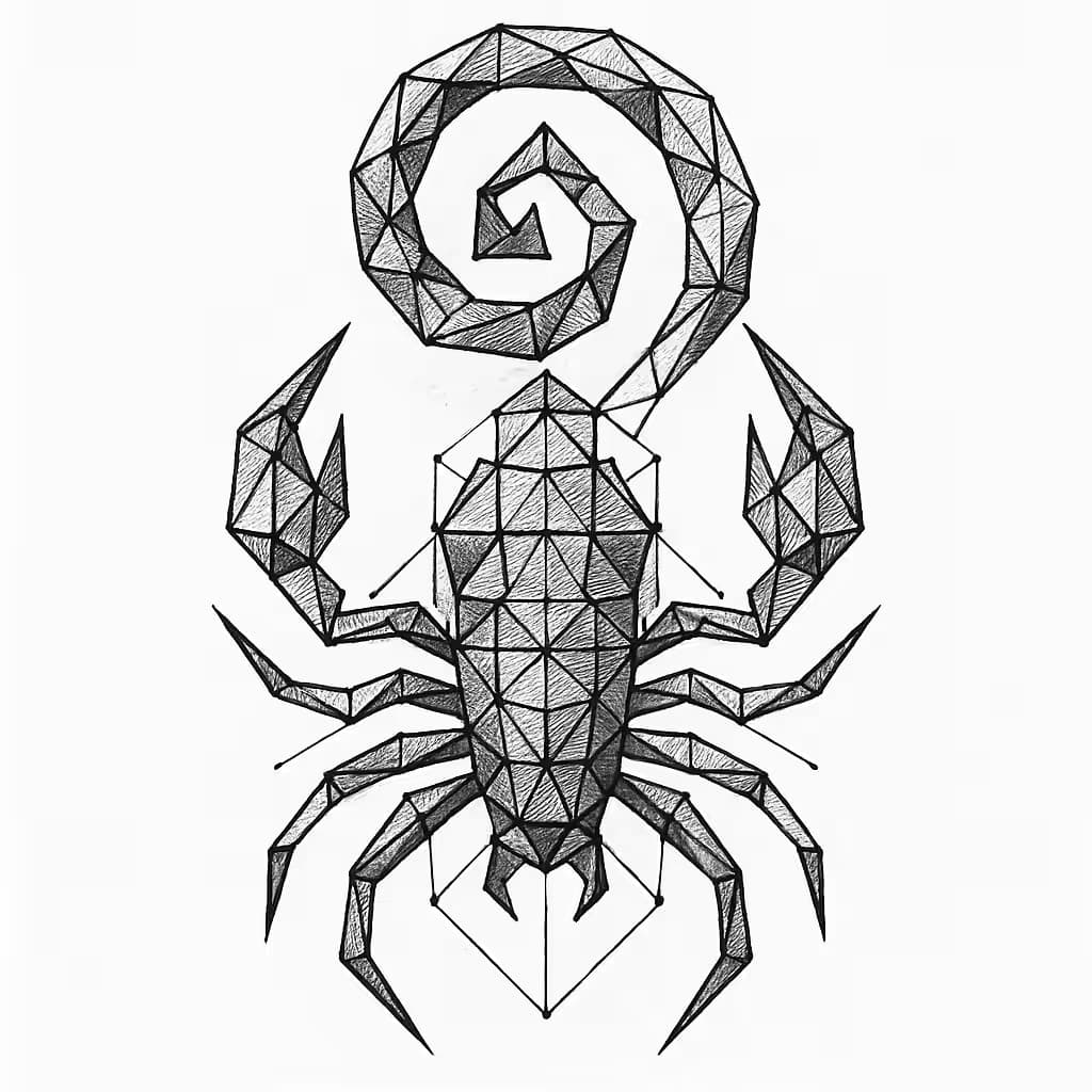 サソリタトゥー 幾何学的構成デザイン