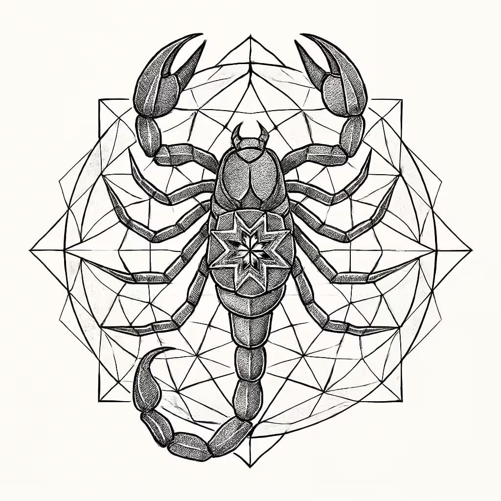 スコーピオンタトゥー対称幾何学デザイン