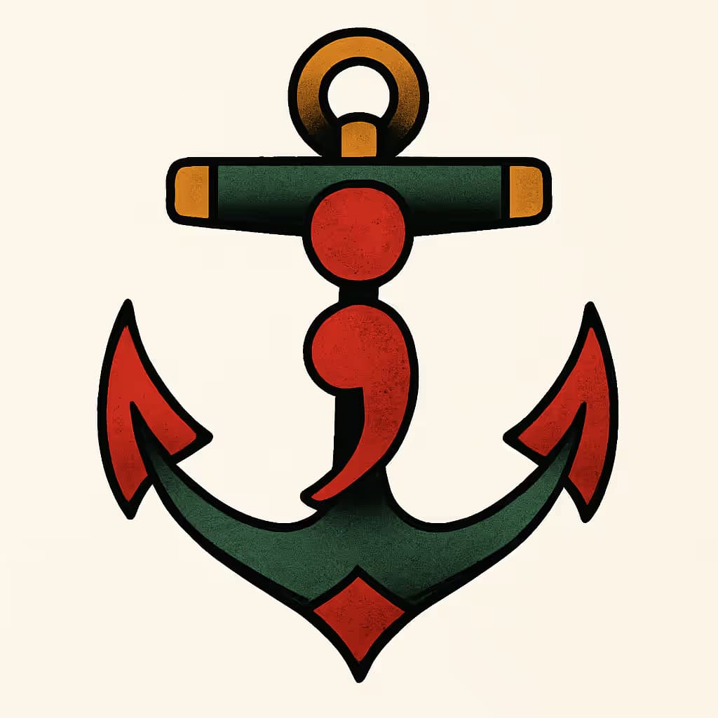 セミコロンタトゥー錨シンボル | アメリカントラディショナル