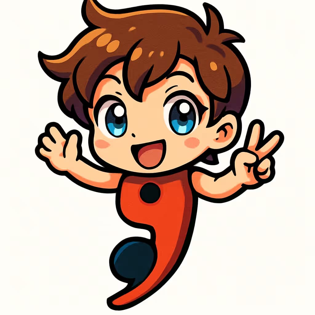 セミコロンタトゥー | アニメ風チビキャラクター