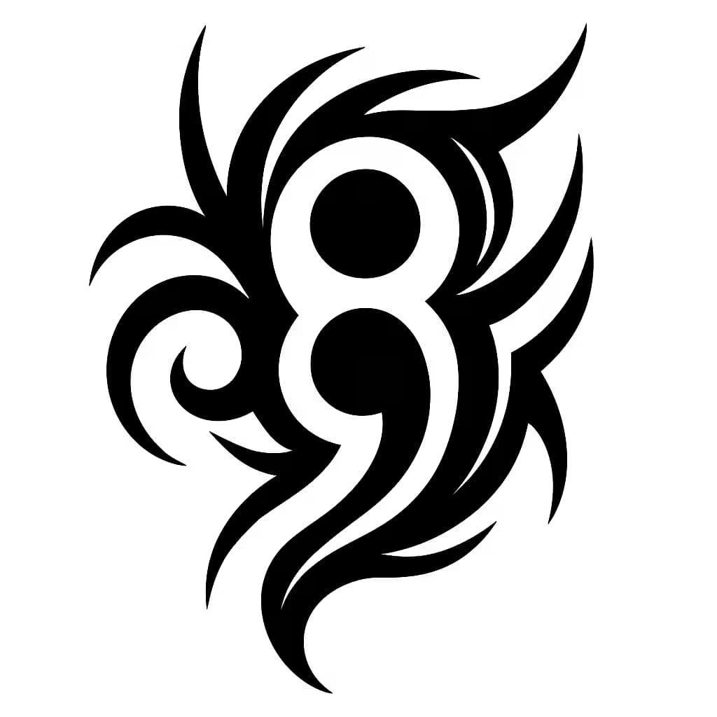 セミコロンタトゥー部族風デザイン