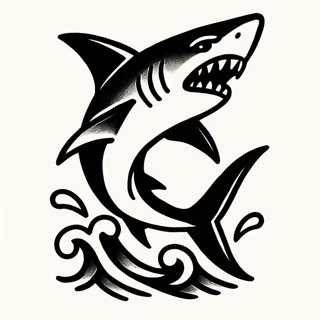 サメタトゥー|クラシックなジャンプデザイン