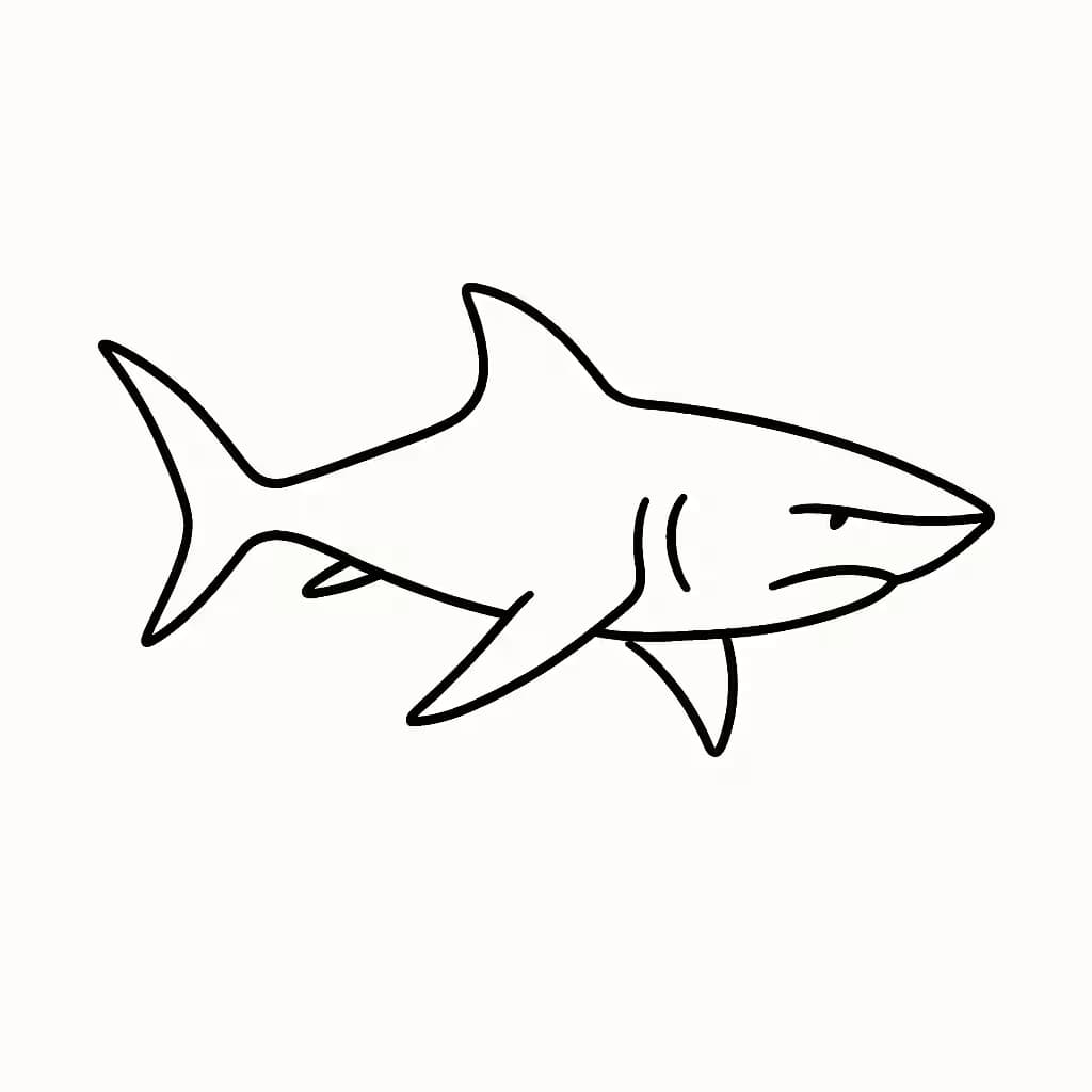 サメタトゥー極簡線画 | ミニマリストデザイン