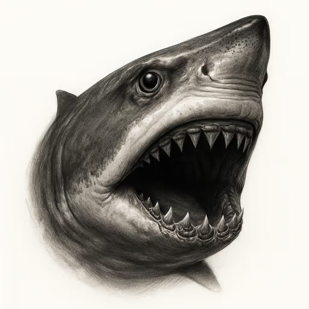 サメタトゥー リアリズム写実デザイン