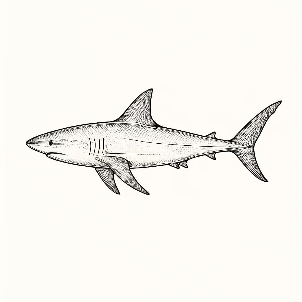 サメタトゥー | 洗練された細線シルエットデザイン