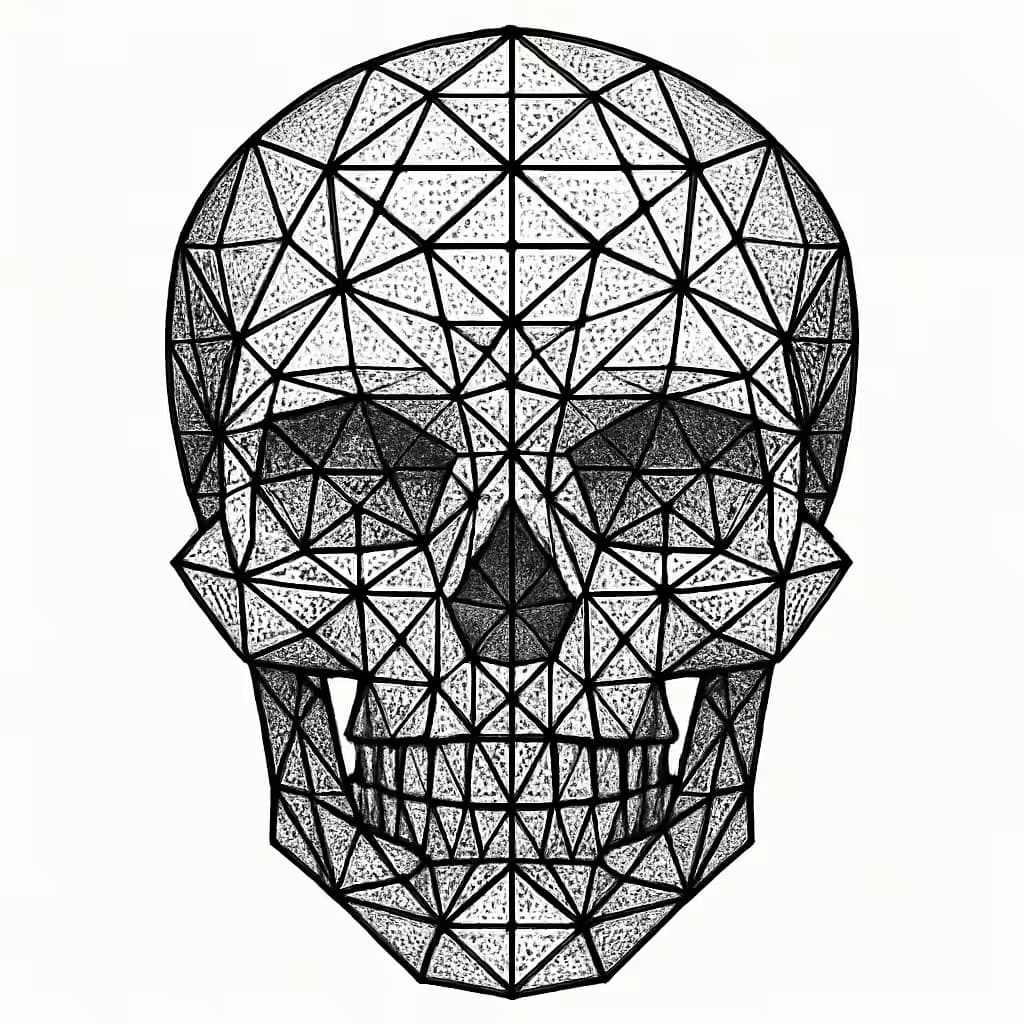 スカルタトゥー 幾何学美学の精巧デザイン