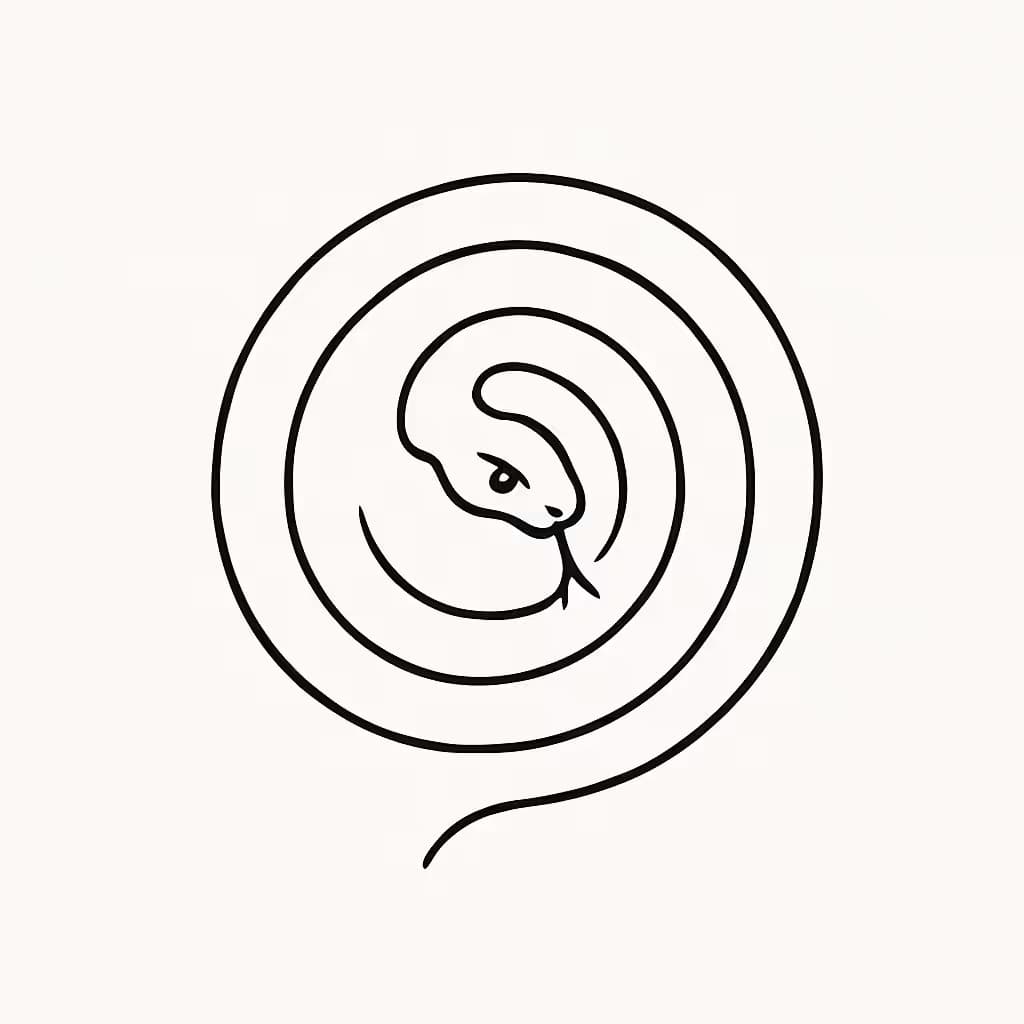 スネークタトゥー 極細ラインのミニマル巻き蛇