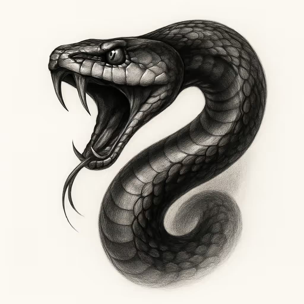 スネークタトゥー リアリスティックスタイルデザイン