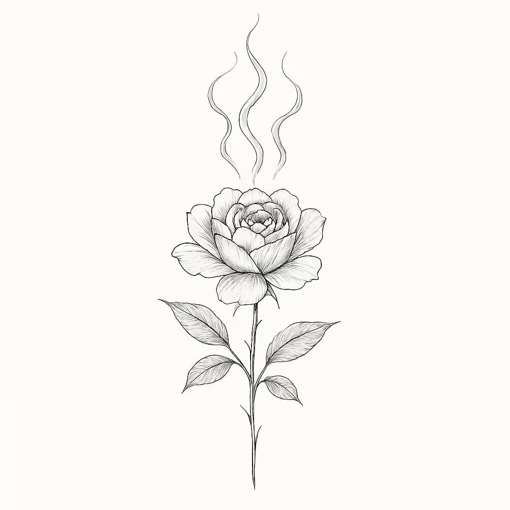 Blooming Soul Flower Fine Line Tattoo Design