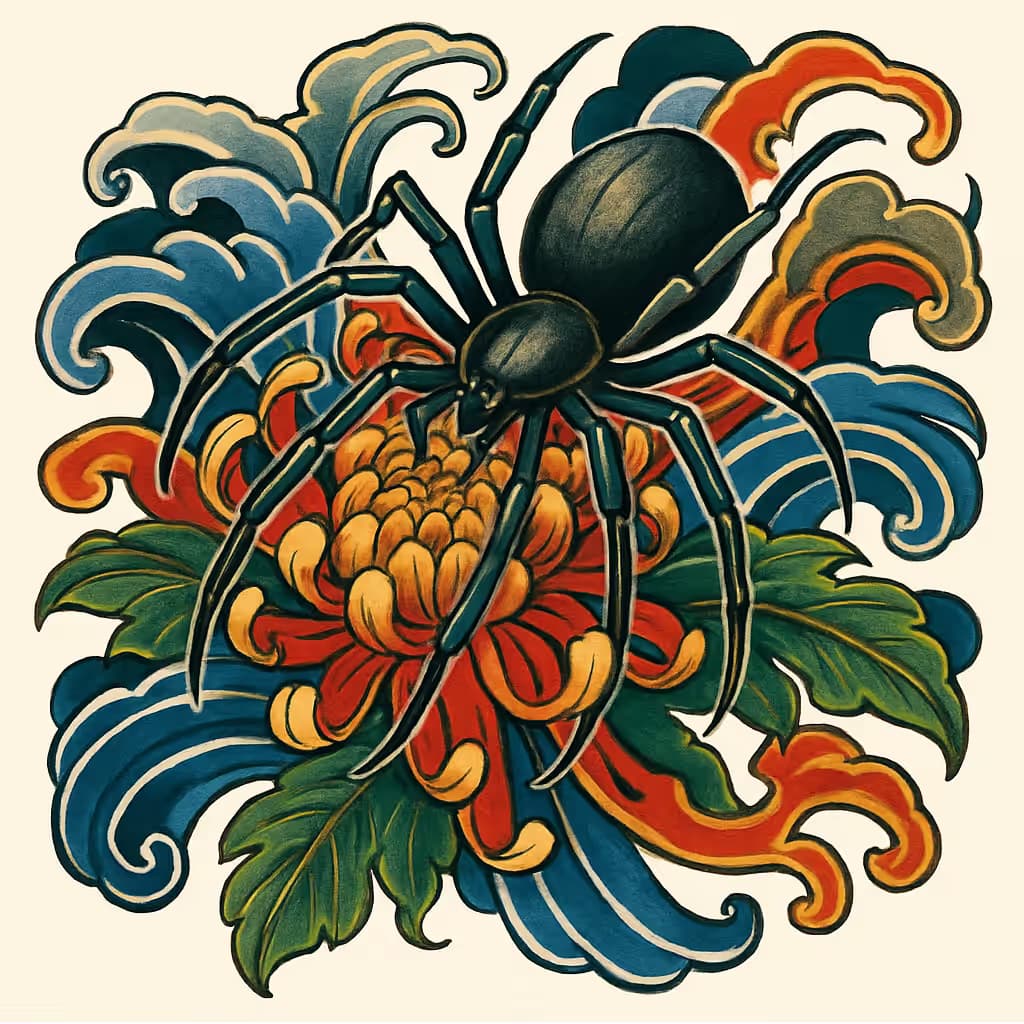 蜘蛛タトゥー | 日本伝統美の華やかデザイン