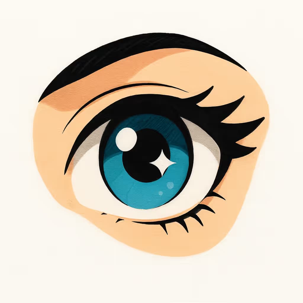 星のタトゥー | アニメ風の輝く瞳デザイン