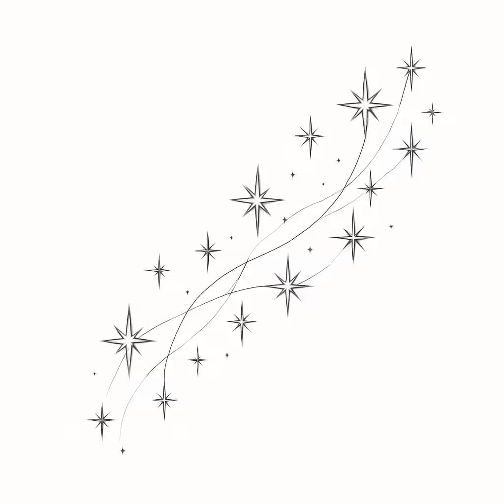 星のタトゥー細線スタイル繊細なデザイン