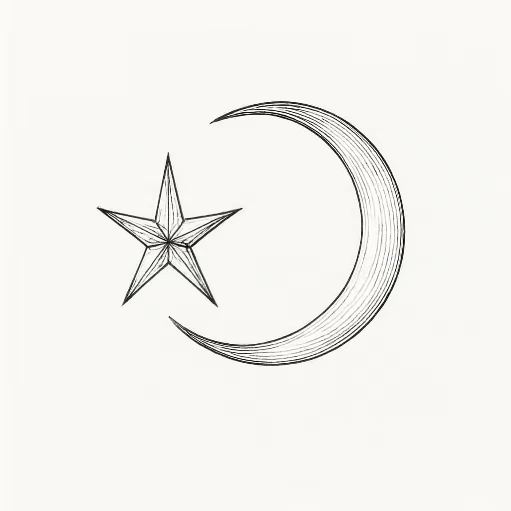 スタータトゥー 優雅な細ライン月星デザイン