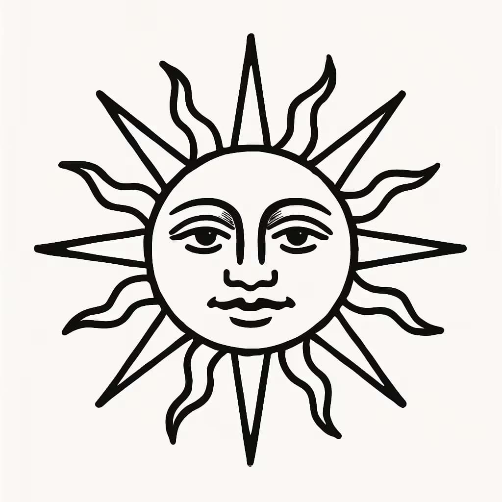 サン タトゥー | クラシックな太陽の顔デザイン