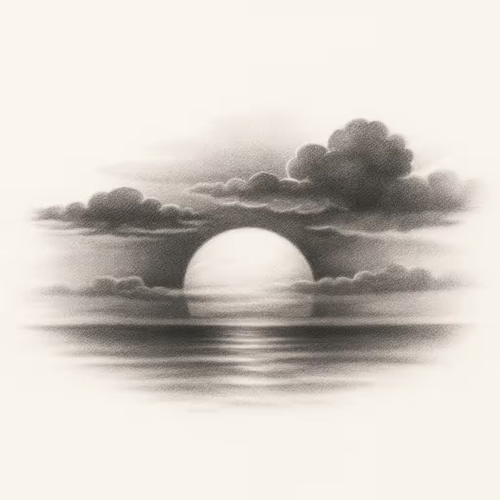 太陽のタトゥー | 写実的サンセットデザイン