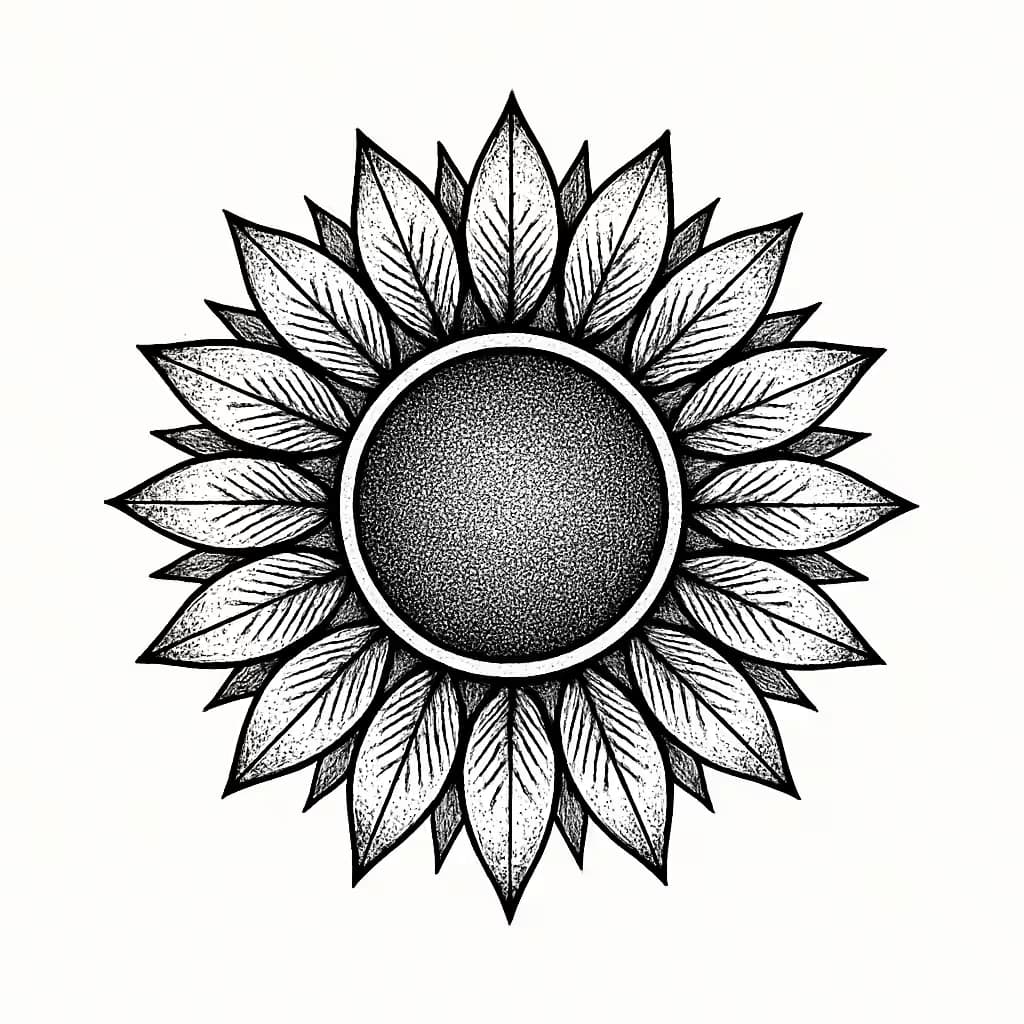 太陽タトゥー | 幾何学的な対称デザイン