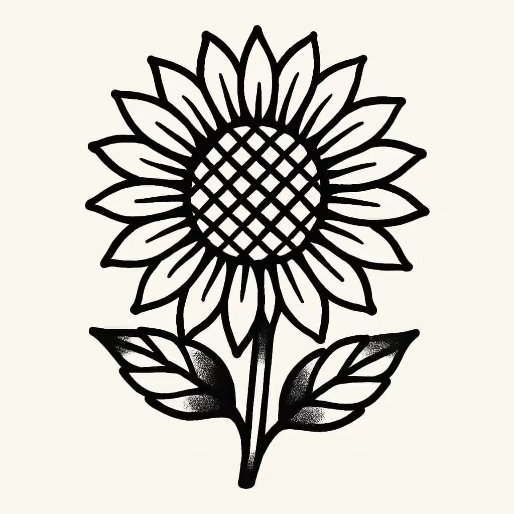 ひまわりタトゥー | ベーシックな伝統デザイン