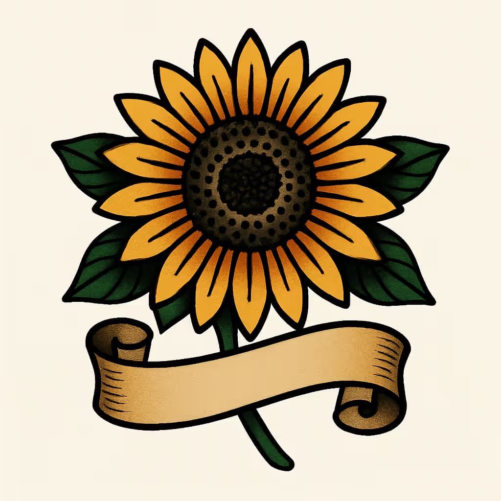 ひまわりタトゥー | アメリカントラディショナルの美学