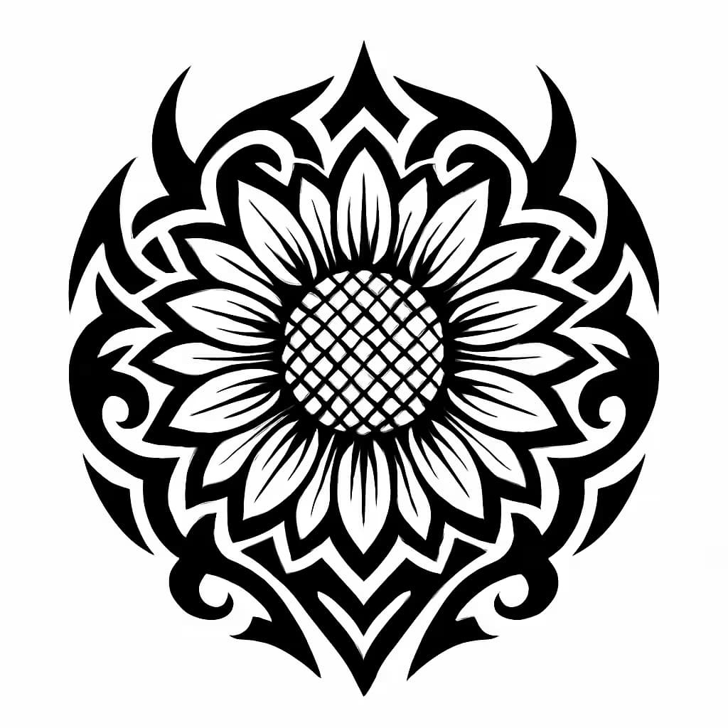ひまわりタトゥー | トライバル部族の力強いデザイン