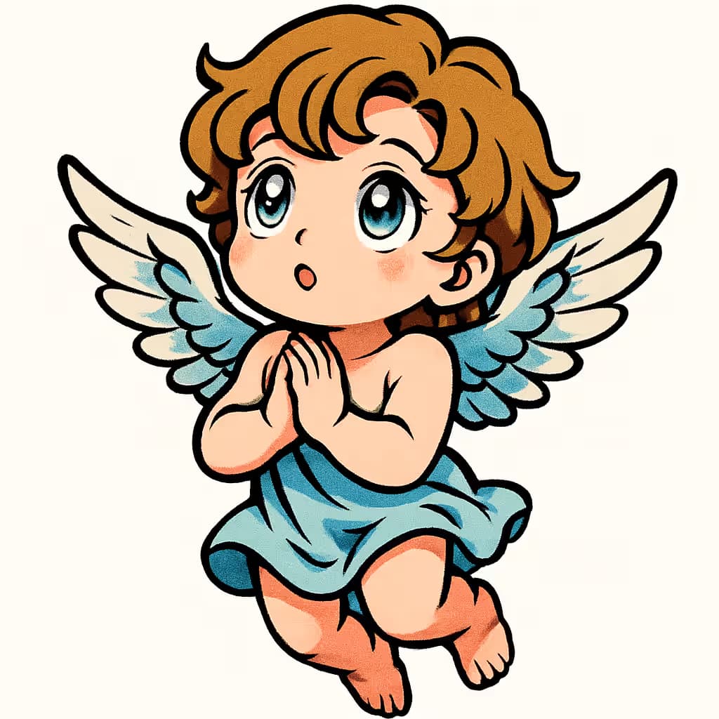 天使のタトゥー アニメ風 希望と純粋さの表現