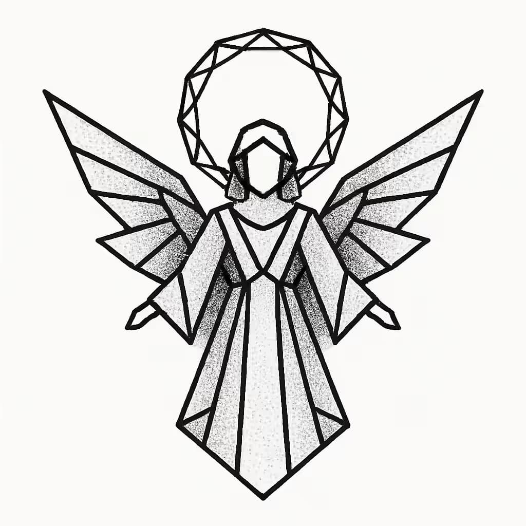 天使のタトゥー 幾何学デザインの新しい魅力