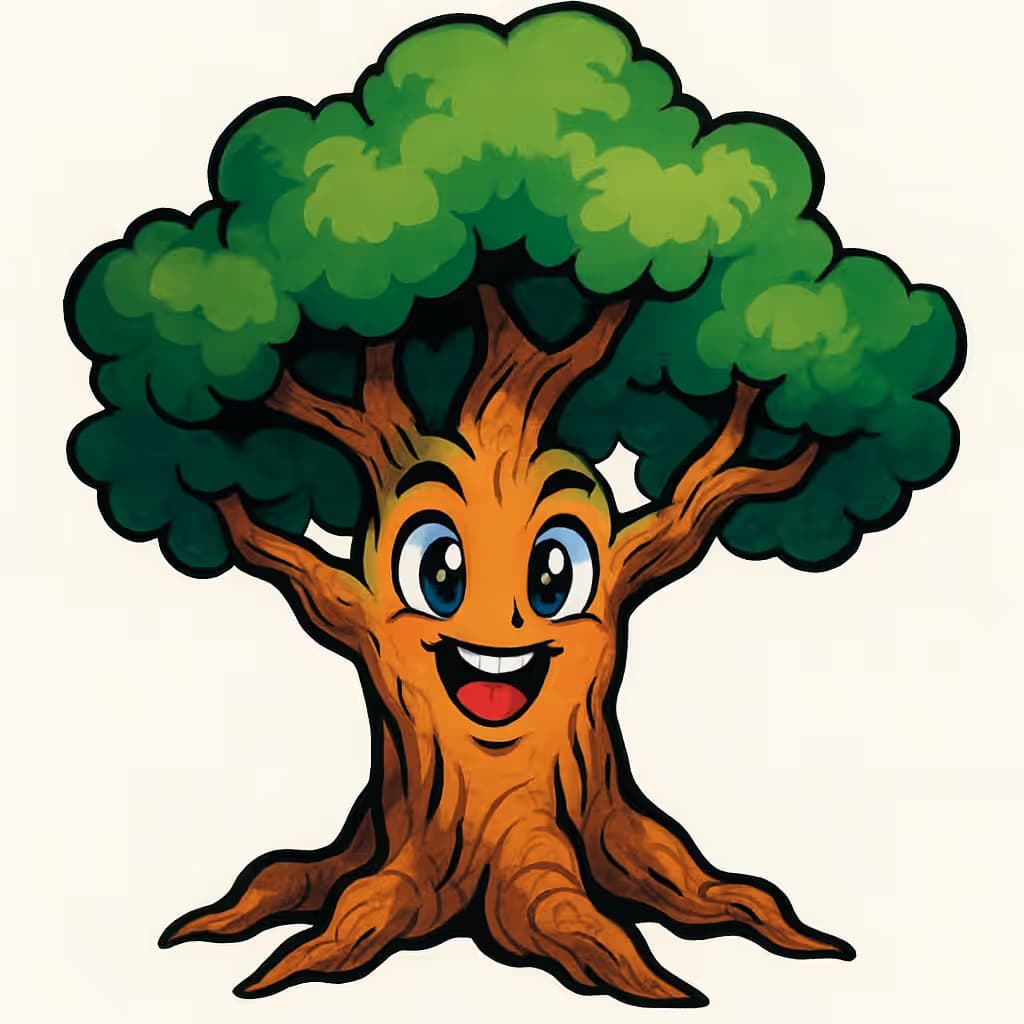 生命の樹タトゥー アニメ風 顔付きデザイン