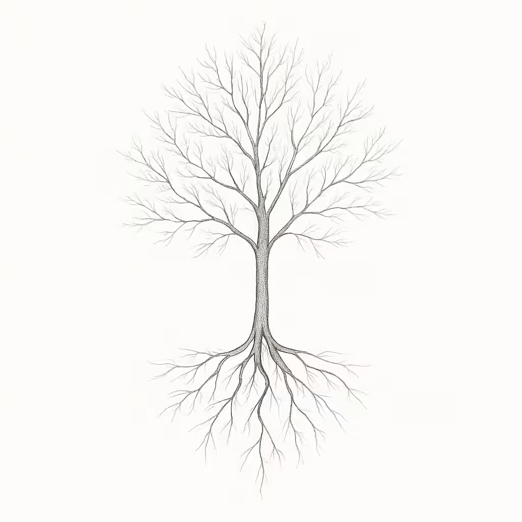 生命の樹タトゥー 細線アートで描く優雅な樹