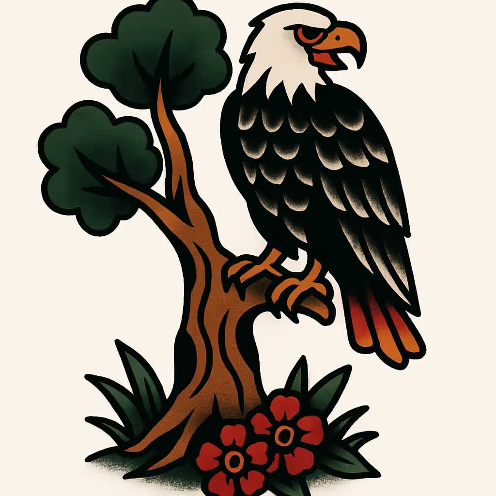 生命の樹タトゥー伝統イーグルデザイン