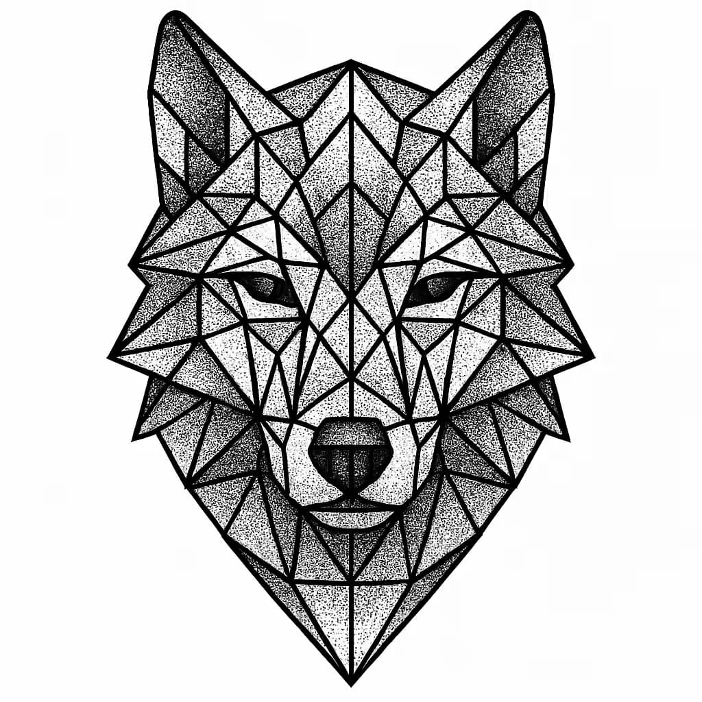 ウルフタトゥー 幾何学スタイル 狼の象徴デザイン