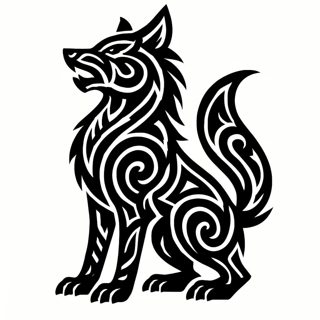 ウルフタトゥー | トライバル狼トーテムデザイン