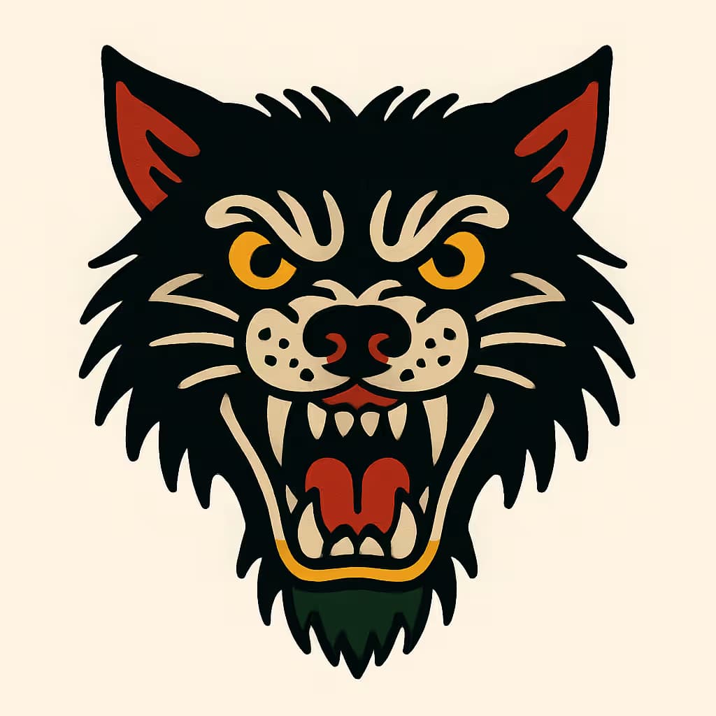 ウルフタトゥー伝統デザイン 狼の力を象徴